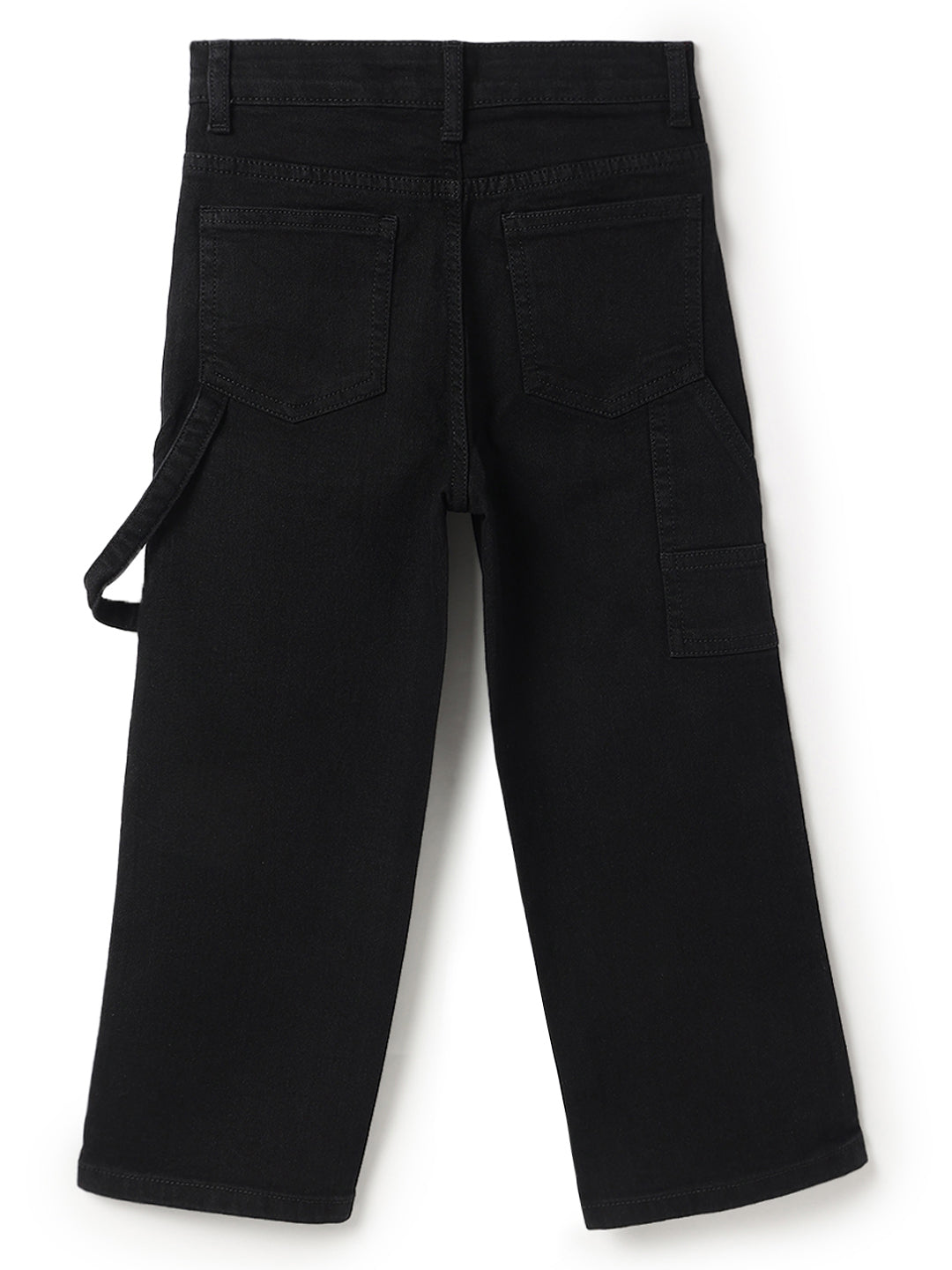 Boys Cotton Printed Red T-Shirt With Black Lycra Denim Solid Relaxed Fit Jeans