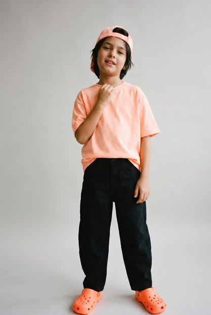 Boys Black Denim Lycra Barrel Fit Jeans