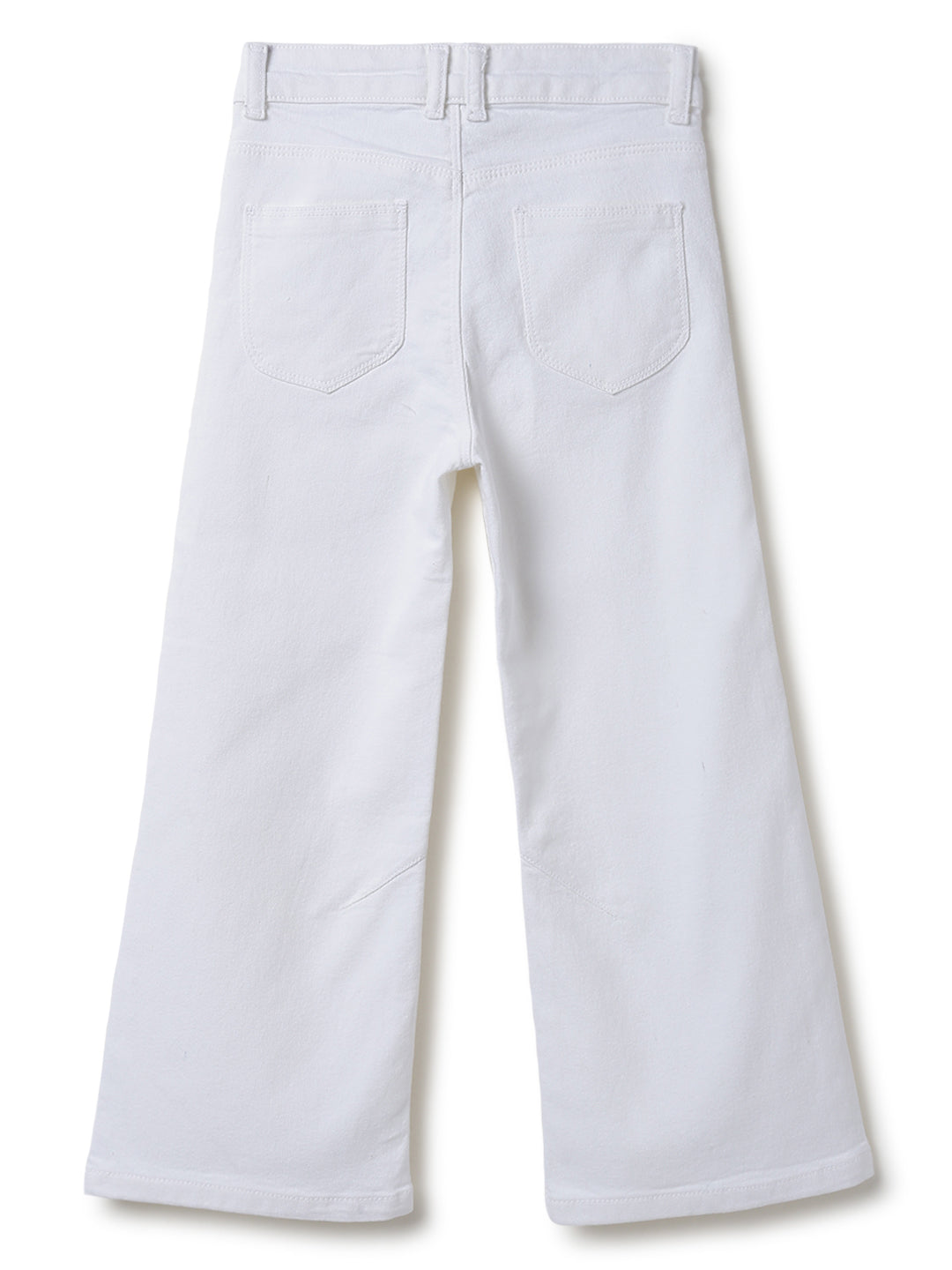 Girls Denim White Wide Leg Flared Jeans