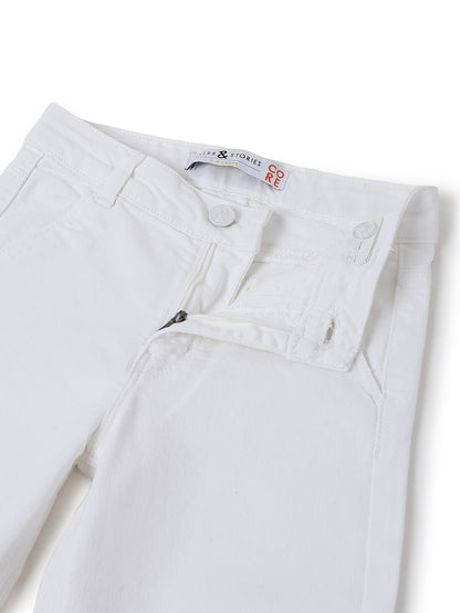 Girls Denim White Wide Leg Flared Jeans