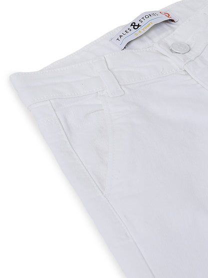 Girls Denim White Wide Leg Flared Jeans