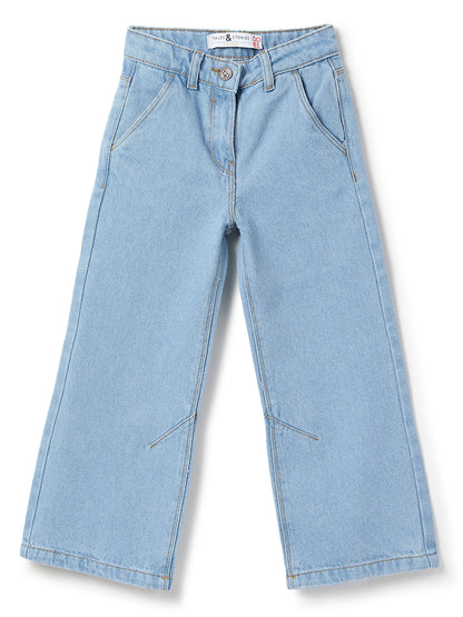 Girls Light Blue Denim Flared Fit Jeans