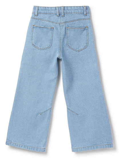 Girls Light Blue Denim Flared Fit Jeans