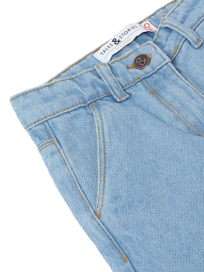 Girls Light Blue Denim Flared Fit Jeans