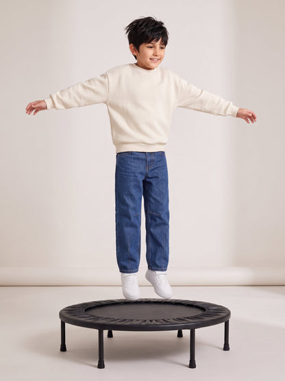 Boys Blue Cotton Washed Barrel Fit Jeans