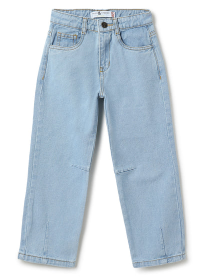 Boys Light Blue Barrel Fit Denim Jeans