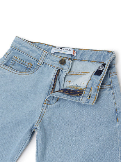 Boys Light Blue Barrel Fit Denim Jeans