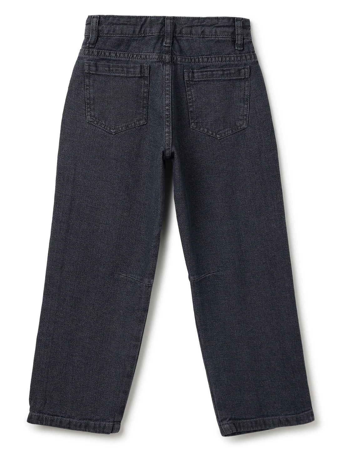 Boys Cotton Orange Shirt With Grey Denim Washed Regular Fit Jeans