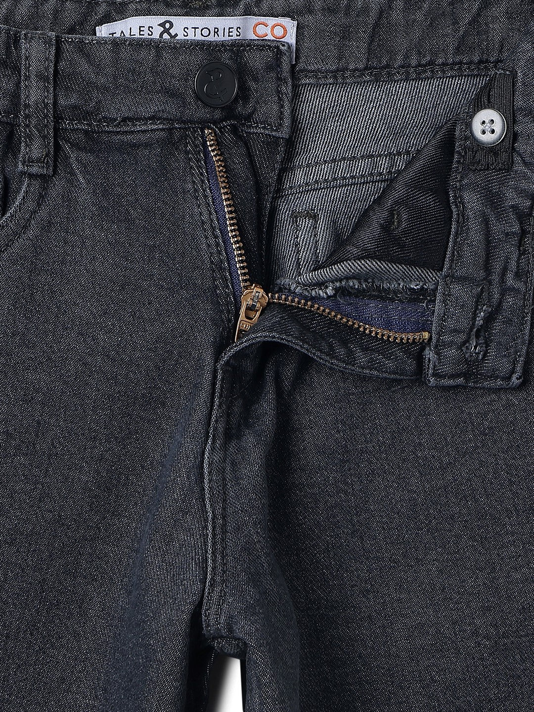 Boys Dark Grey Barrel Fit Denim Jeans