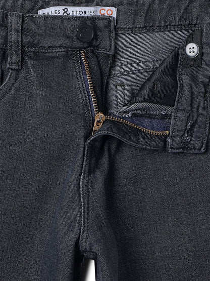 Boys Dark Grey Barrel Fit Denim Jeans