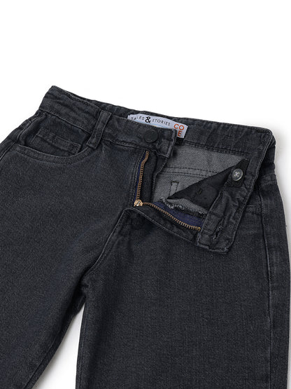 Boys Dark Grey Barrel Fit Denim Jeans