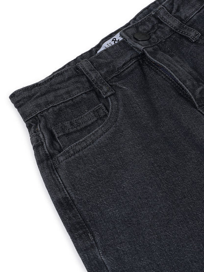 Boys Dark Grey Barrel Fit Denim Jeans