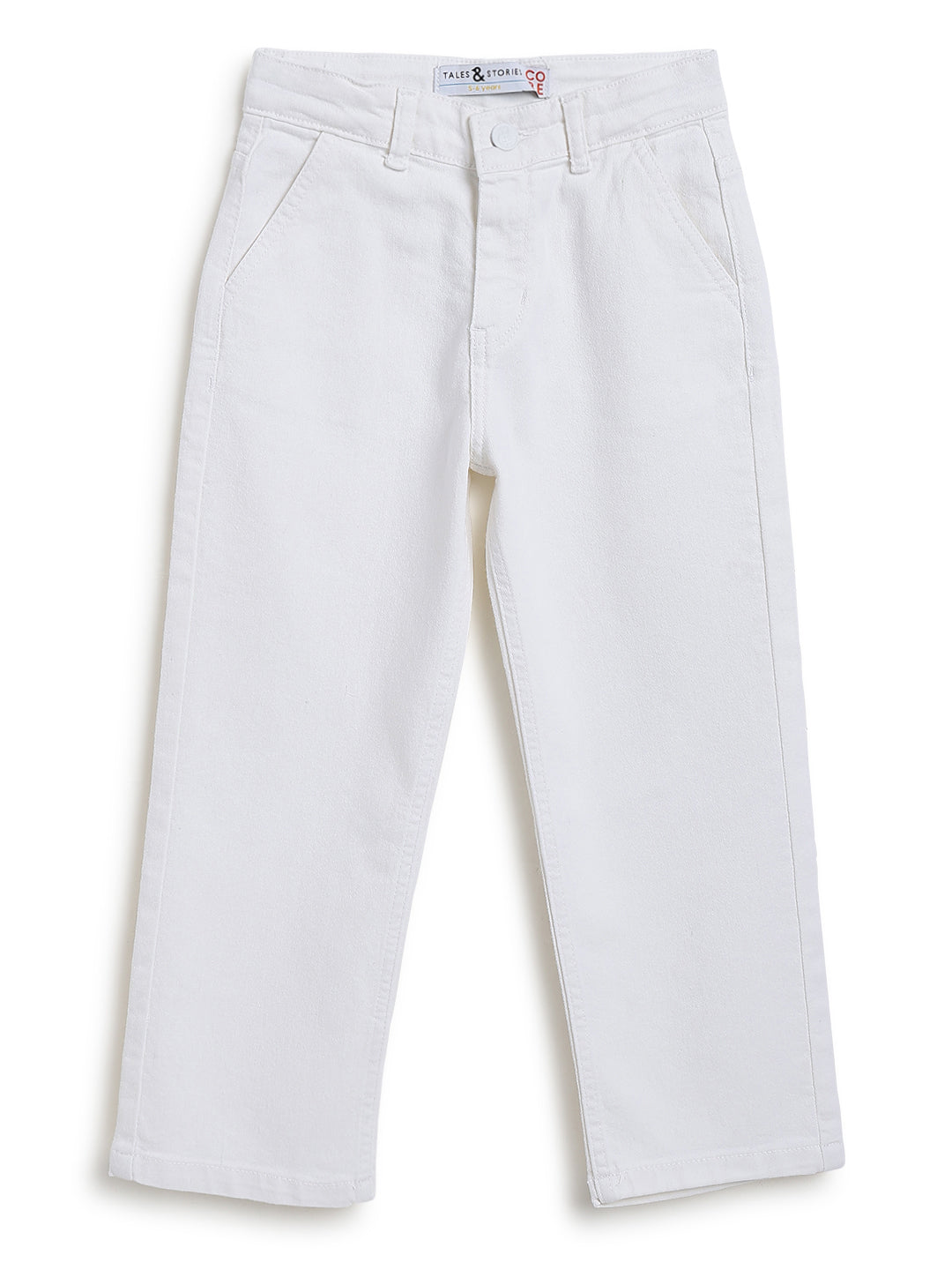 Boys & Girls Unisex White Stretchable Baggy Fit Denim Jeans