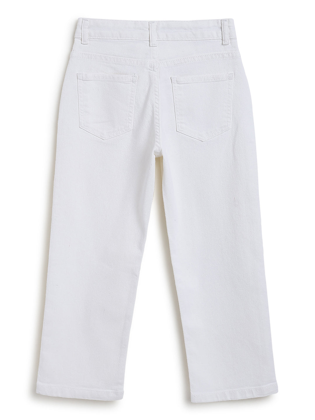 Boys & Girls Unisex White Stretchable Baggy Fit Denim Jeans