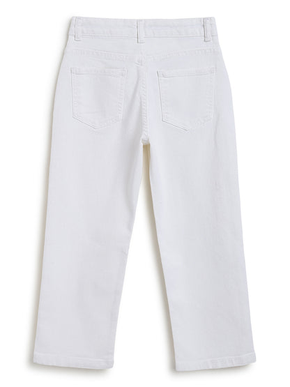 Boys & Girls Unisex White Stretchable Baggy Fit Denim Jeans