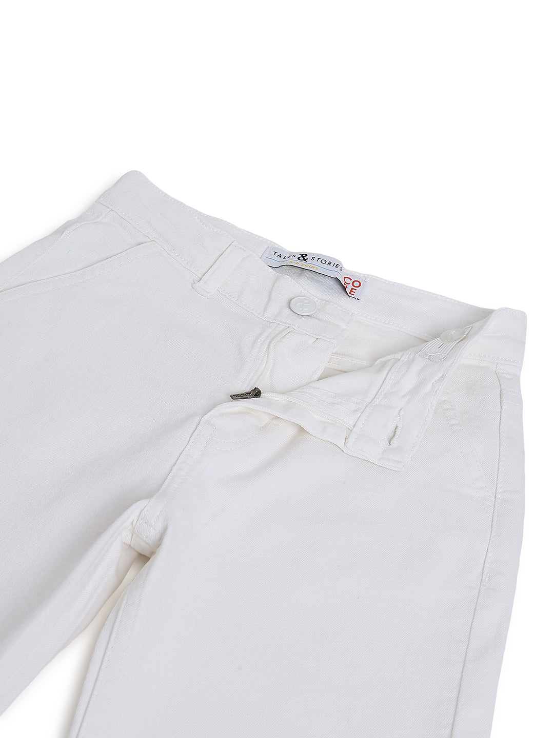 Boys & Girls Unisex White Stretchable Baggy Fit Denim Jeans
