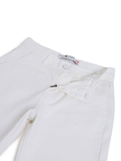 Boys & Girls Unisex White Stretchable Baggy Fit Denim Jeans