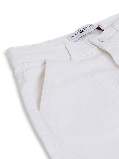 Boys & Girls Unisex White Stretchable Baggy Fit Denim Jeans
