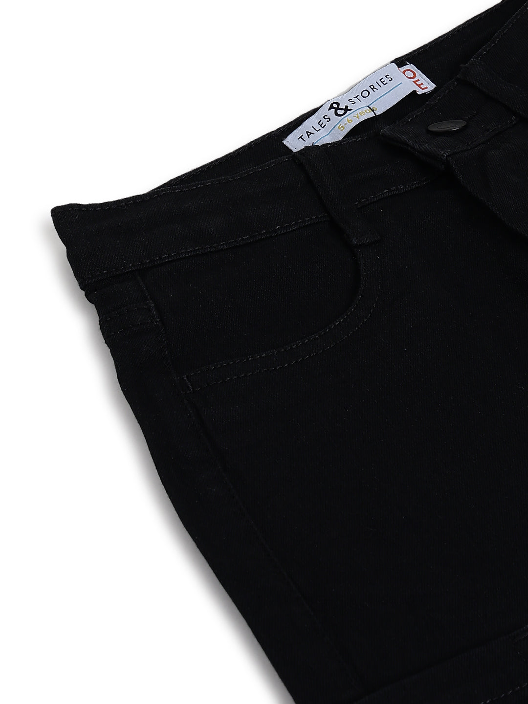Boys & Girls Unisex Black Stretchable Baggy Fit Denim Cargo Jeans