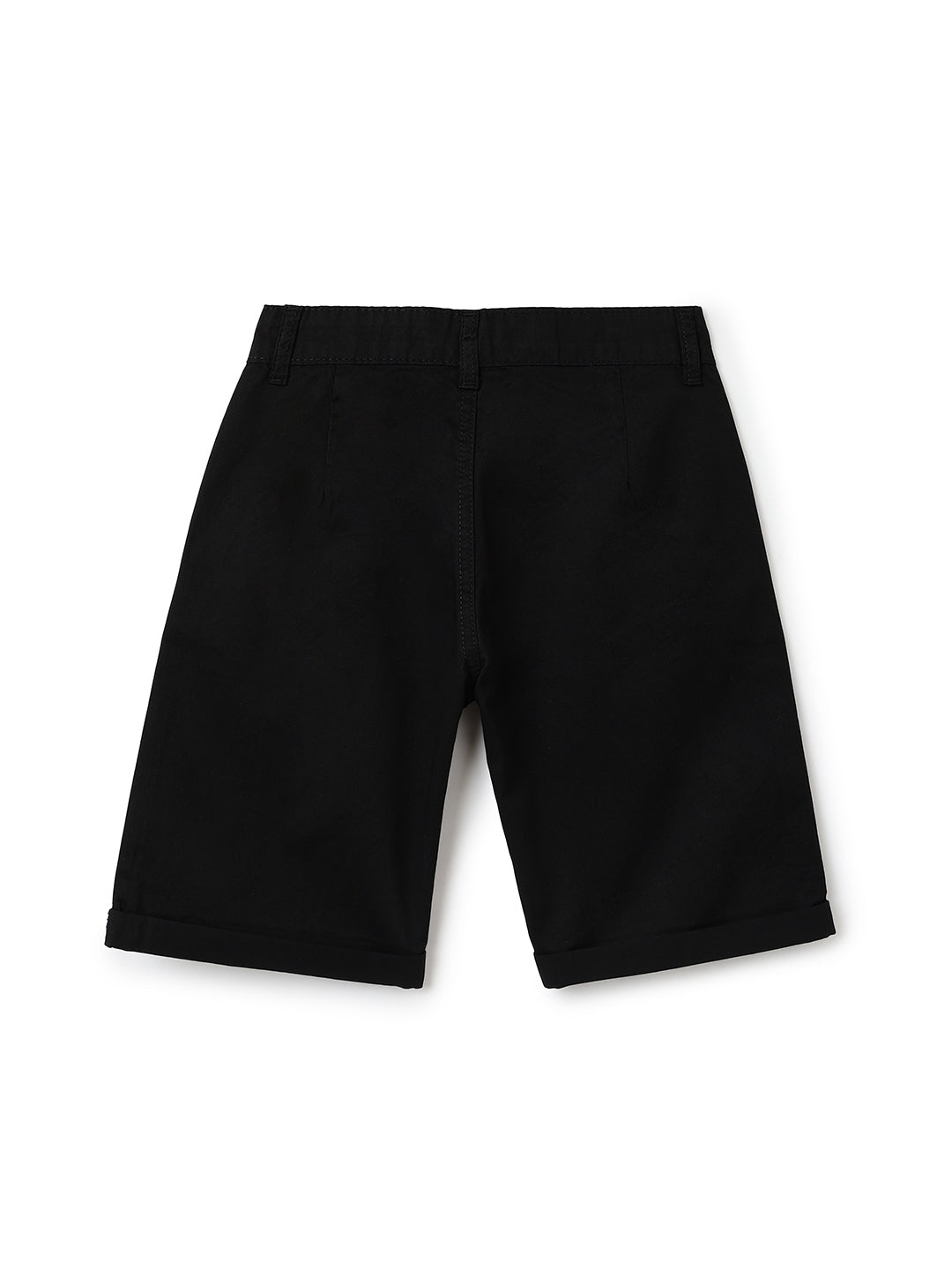 Boys Black Cotton Solid Bermuda Shorts
