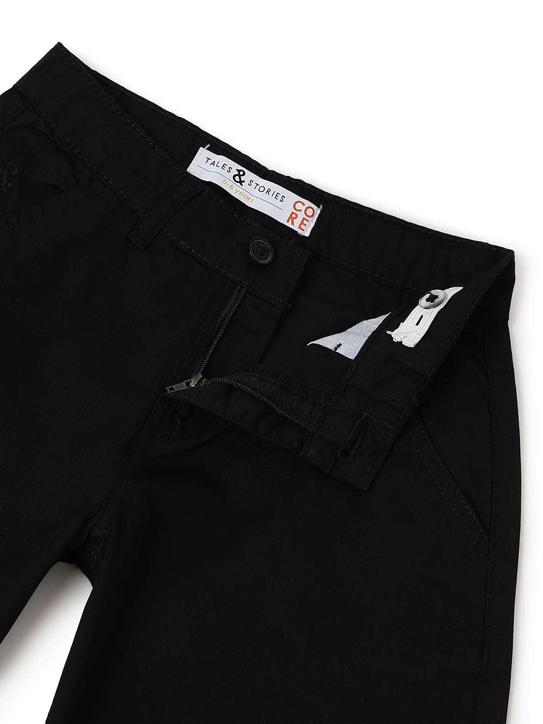 Boys Black Cotton Solid Bermuda Shorts