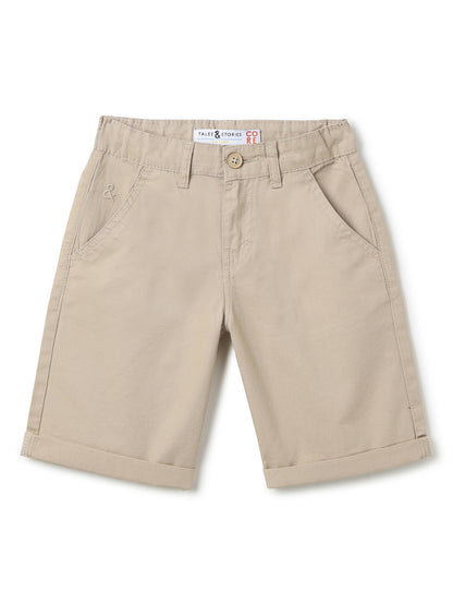 Boys Cotton Twill Khaki Bermuda Shorts