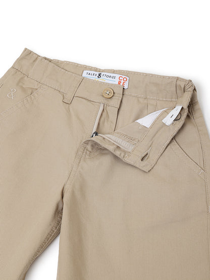Boys Cotton Twill Khaki Bermuda Shorts