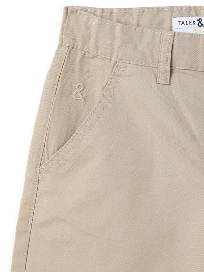 Boys Cotton Twill Khaki Bermuda Shorts