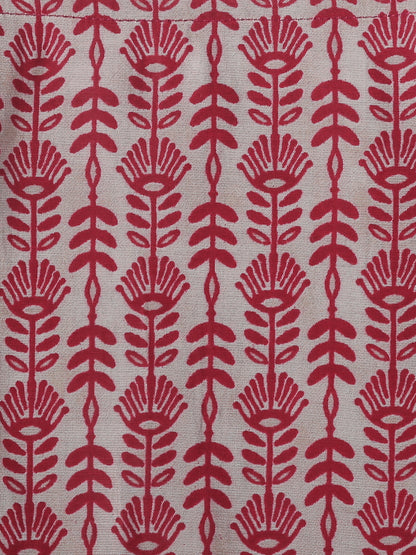 Girls Maroon Viscose Printed Top & Bottom Set