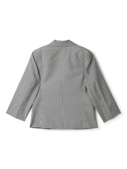 Boys Black Cotton Small Checked Blazer