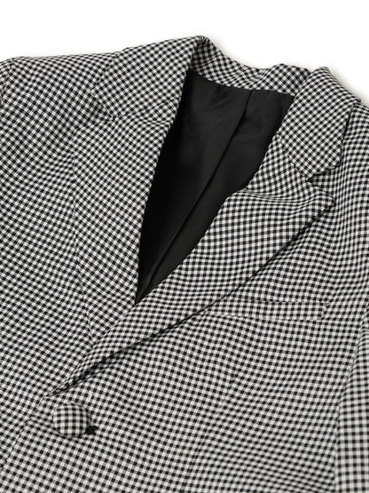 Boys Black Cotton Small Checked Blazer