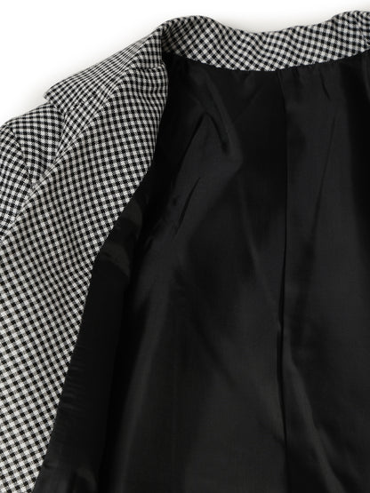 Boys Black Cotton Small Checked Blazer