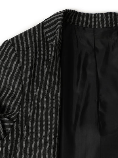 Boys Polyester Viscose White & Black Striped Blazer