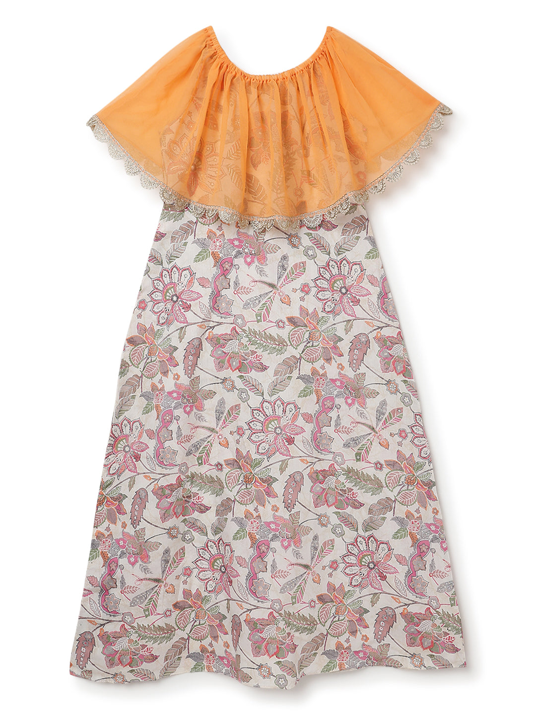 Girls Multicolor Floral Printed Maxi Dress