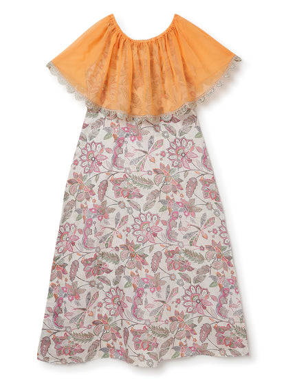 Girls Multicolor Floral Printed Maxi Dress