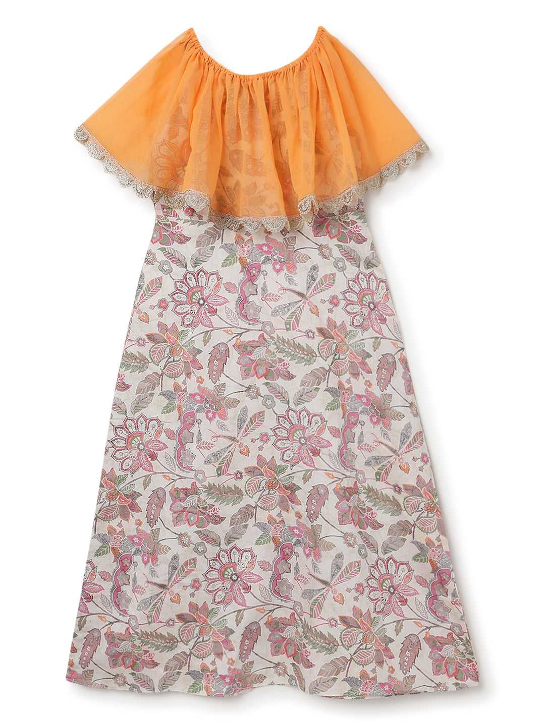 Girls Multicolor Floral Printed Maxi Dress