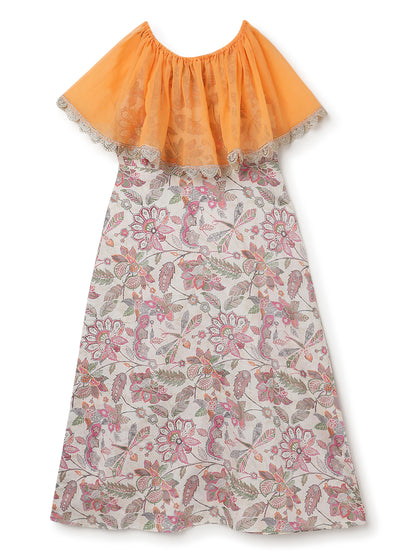 Girls Multicolor Floral Printed Maxi Dress