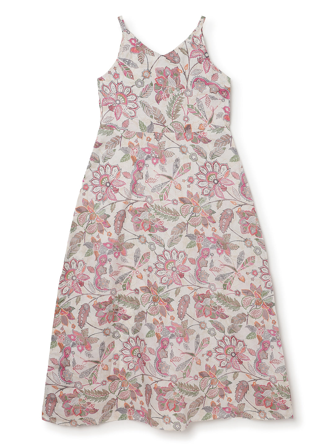 Girls Multicolor Floral Printed Maxi Dress