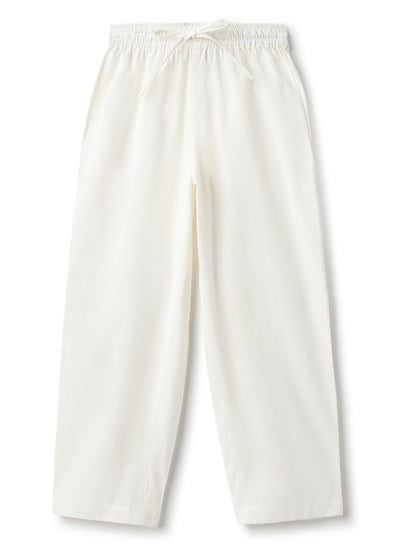 Boys Off White Printed Cotton Mandarin Collar Ethnic Kurta Set