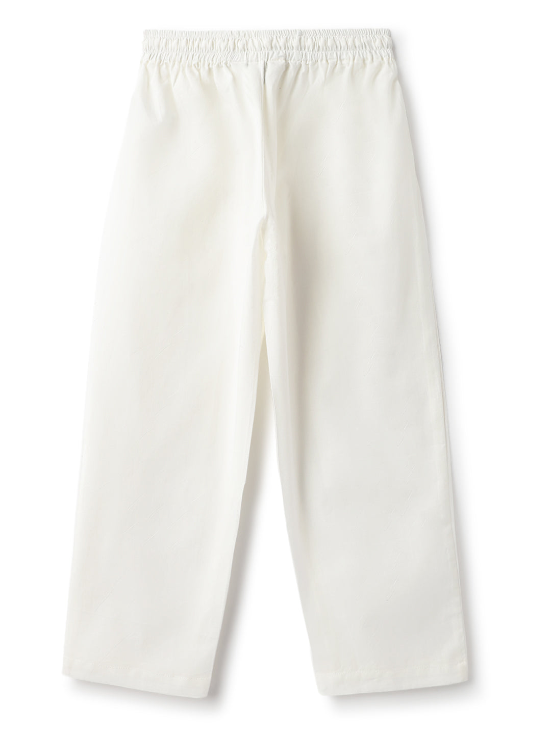 Boys Off White Printed Cotton Mandarin Collar Ethnic Kurta Set