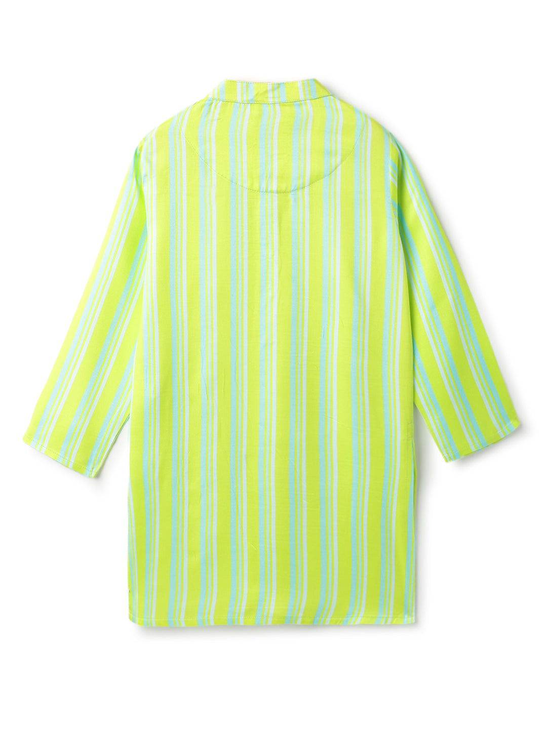 Boys Green Printed Viscose Mandarin Collar Ethnic Kurta Set