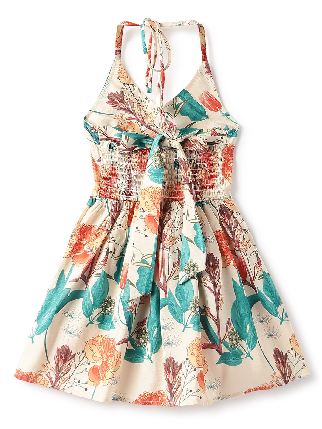 Girls Off White Viscose Polyester Print Top & Sharara Set