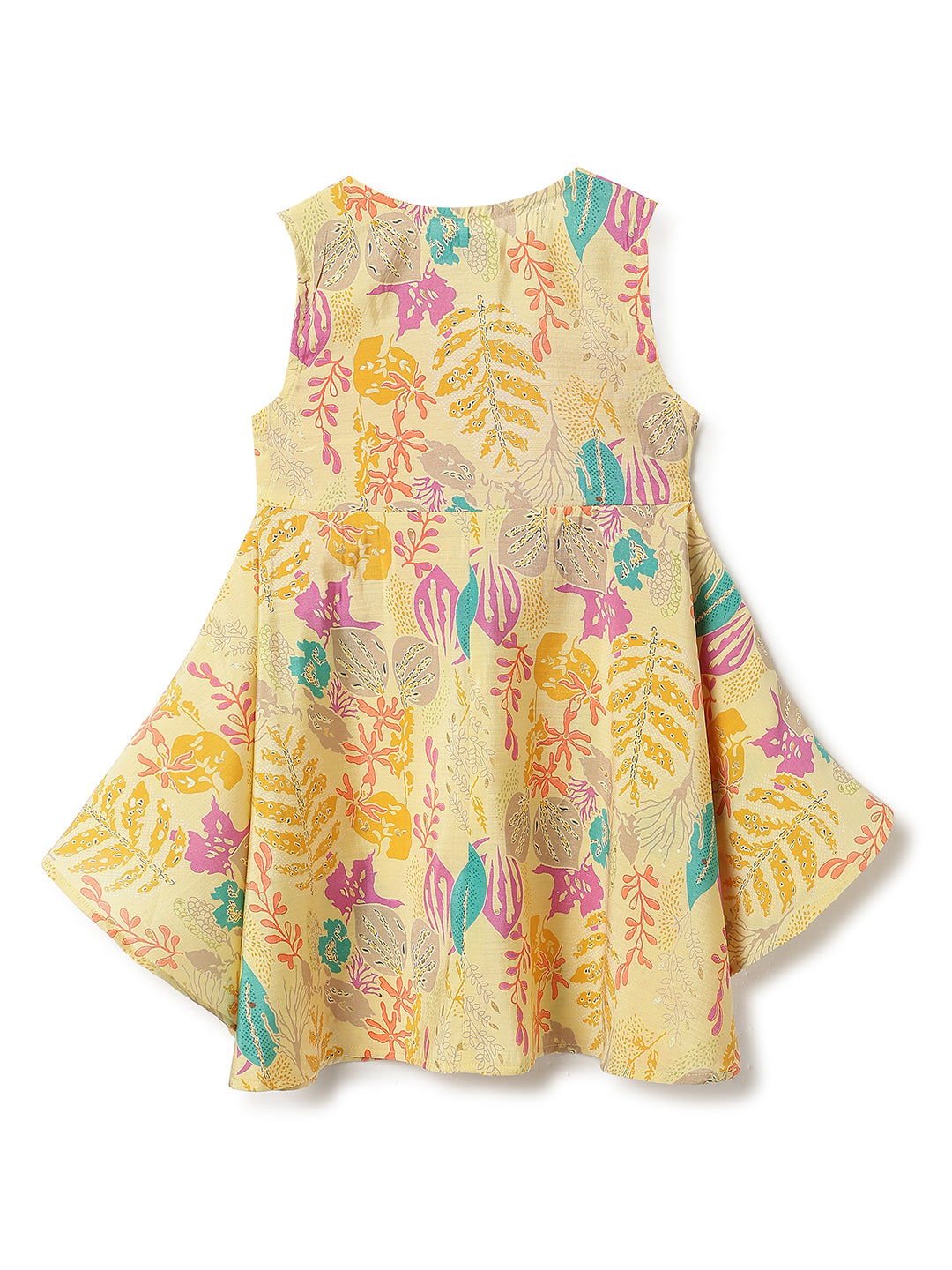 Girls Yellow Printed Ethnic Top & Pants Set