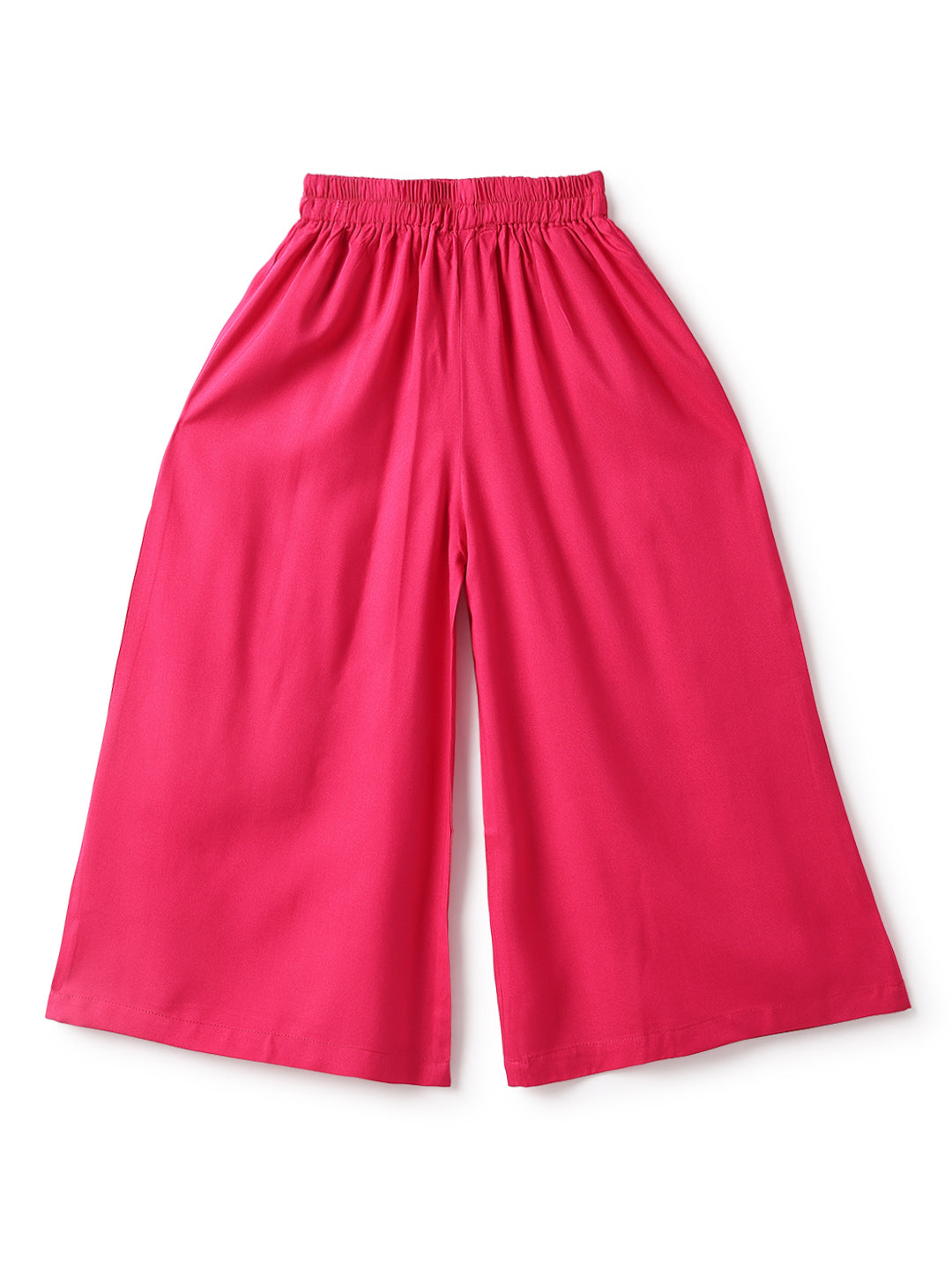 Girls Pink Viscose Polyester Print Top & Sharara Set