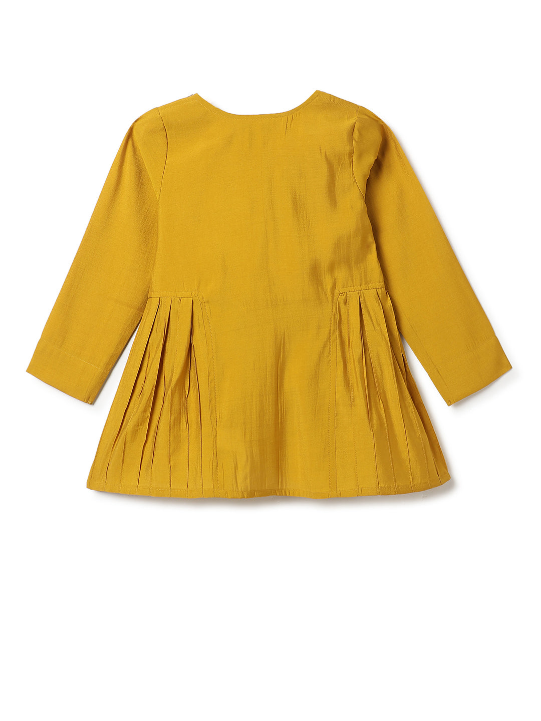 Girls Yellow & Green Ethnic Top & Dhoti Set