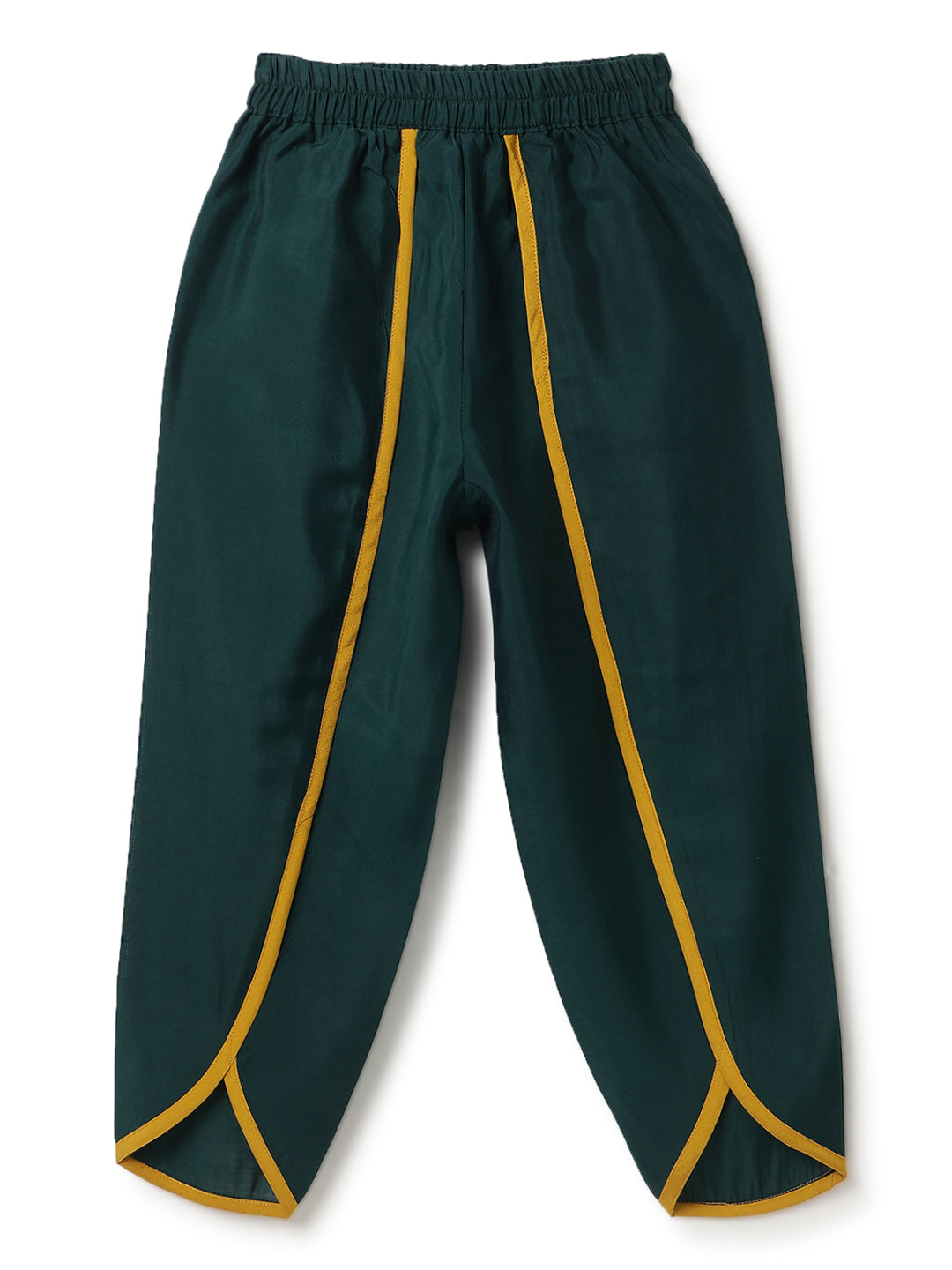 Girls Yellow & Green Ethnic Top & Dhoti Set