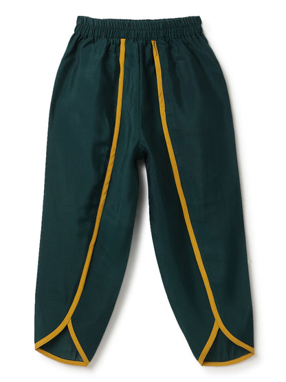 Girls Yellow & Green Ethnic Top & Dhoti Set