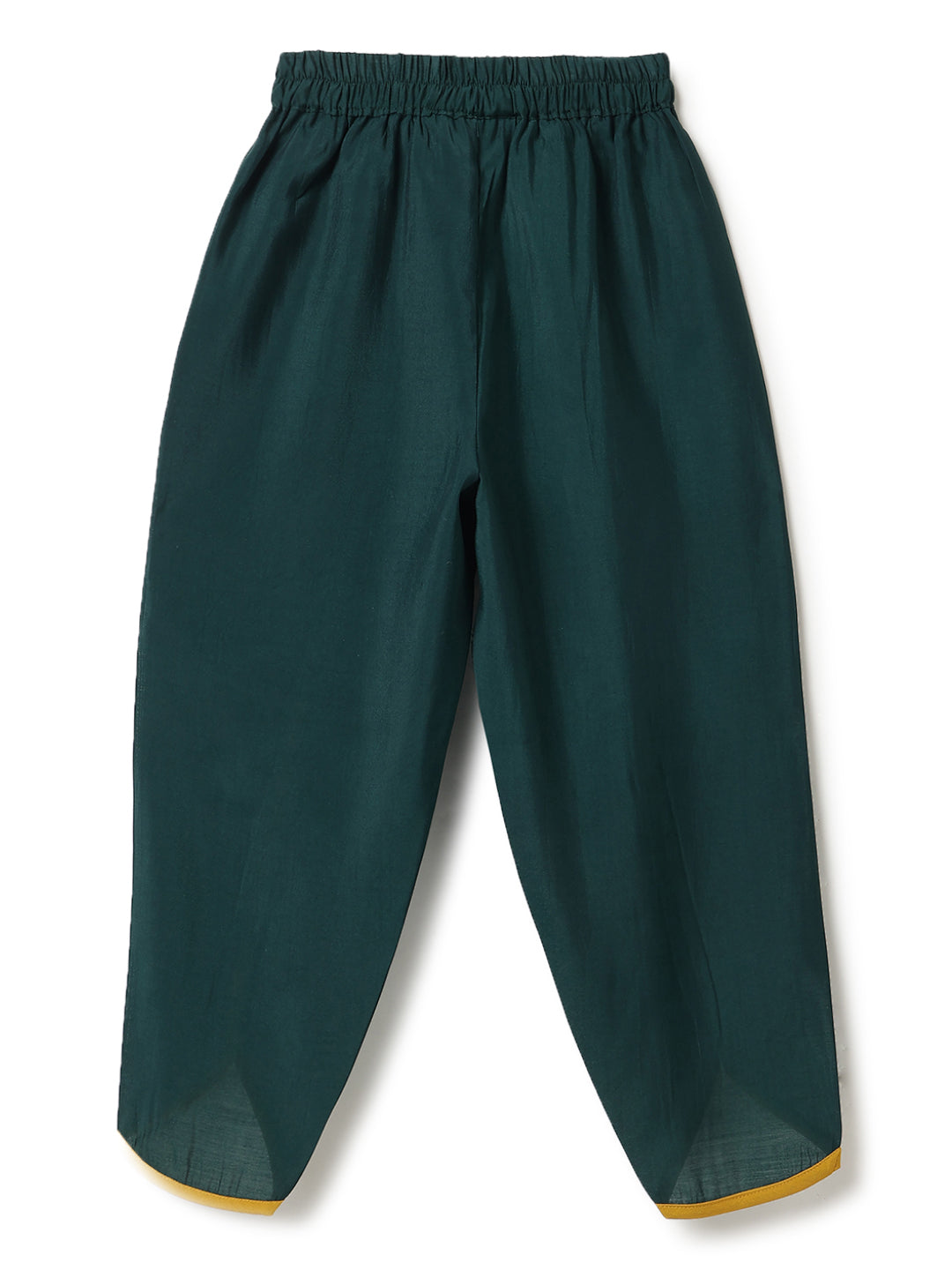 Girls Yellow & Green Ethnic Top & Dhoti Set