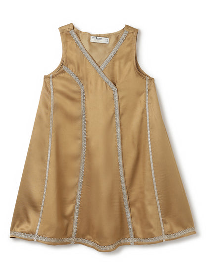 Girls Viscose Khaki Kurta Pant With Dupatta Ethnic Set