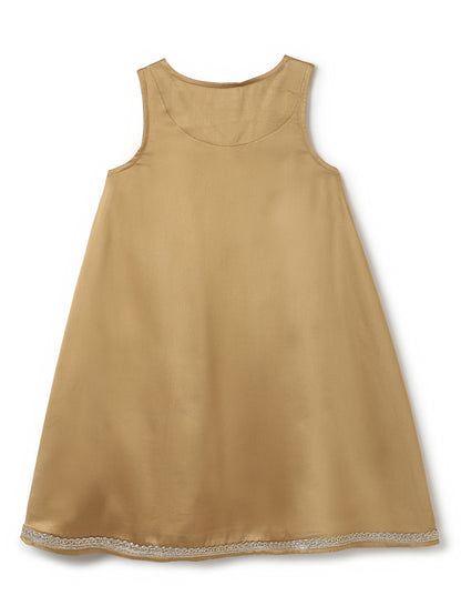 Girls Viscose Khaki Kurta Pant With Dupatta Ethnic Set